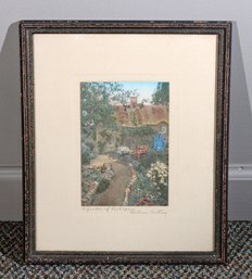 Wallace Nutting Hand Colored Photo 'A Garden Of Larkspur' - Hand Signed