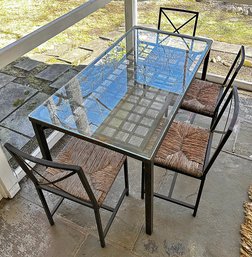 Metal & Glass Dining Table And Chairs
