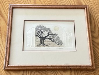 Rachel Badeau Etching Print On Embossed Paper 'Old Oak' - Signed/Numbered