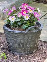 Outdoor Resin Woven Basket Planter