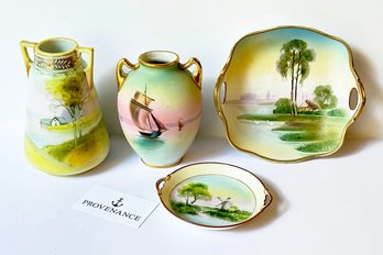 Antique Hand Painted Nippon China Vases & Plates