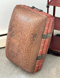 Vintage Chinese Woven Rattan And Bamboo Pillow Basket