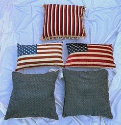 Set Of 5 Throw Pillows - American Flag / Stripes - Never Used