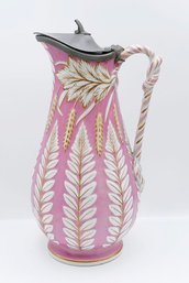 19th C. William Brownfield Stoneware & Pewter Fern Jug