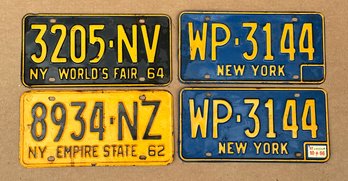 Set Of 4 Vintage 1960's New York Automobile License Plates