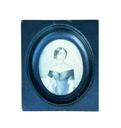 Miniature Oval Portrait Painting - Mid 19th C.