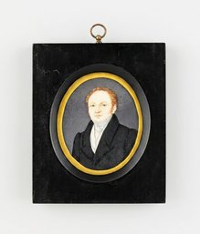 19th C. Miniature Oval Portrait Painting