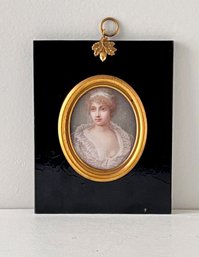 Early 19th C. Miniature Rococo Portrait On Ivory