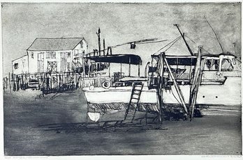 Martin Silverman (b. 1950) Lithograph 'Shipyard, Provincetown (1968)' - Nautical