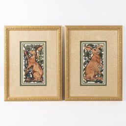Pair Of Framed William De Morgan Prints - Standing Hares
