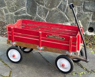 Radio Flyer Town & Country Red Wooden Wagon