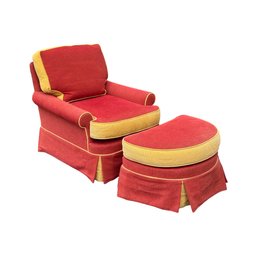Upholstered Club Arm Chair & Ottoman