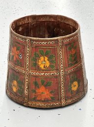 Antique Hand Painted Wood And Steel Rice/Grain Bin