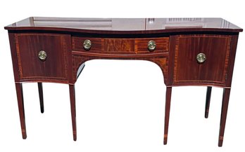 Baker Furniture Hepplewhite Banded Mahogany Serpentine Sideboard