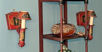 Pair Of Vintage Painted Tole Sconces