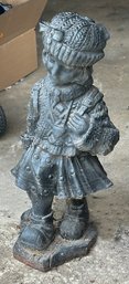 Outdoor Concrete Cast Sculpture - School Girl - Painted Black - 37' Tall