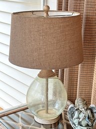 Nautical Style Glass And Burlap Table Lamp