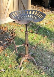Vintage Adjustable Cast Iron Tractor Seat Stool