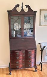 Vintage Maddox Chippendale Style Red Mahogany Secretary Desk