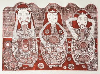 Vintage Shigeru Narikawa (Japan, B. 1946) Etching - 'See/Speak/Hear No Evil' - Signed In Pencil