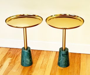 Pair Of Marble And Gold Metal Side Tables