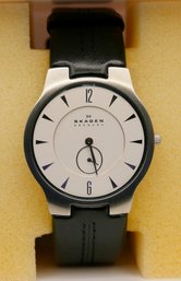 Skagen Denmark Men's Wristwatch - Stainless Steel Case / Leather Strap
