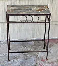 Wrought Metal Side Table With Tile Top