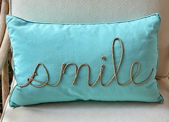 Embroidered Lumbar / Throw Pillow 'Smile'