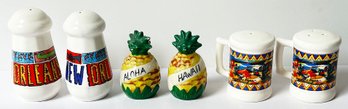 Set Of 3 Vintage Salt & Pepper Shakers - Hawaii, New Orleans, Las Vegas