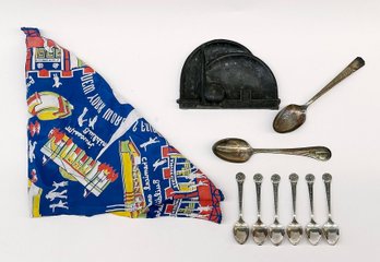 1939/1940 NY World's Fair Souvenirs - Scarf, Ashtray, Spoons