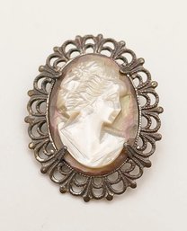 Vintage Sterling Silver Cameo Brooch
