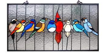 Bird Themed Stained Glass Panel