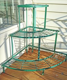 Vintage Mid-Century Modern 3-Tier Iron Plant Pot Stand - In Green