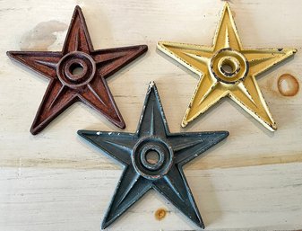Collection Of 3 Antique Architectural Cast Iron Building Stars