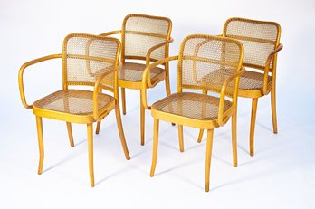 Set Of 4 Mid-Century Modern Joseph Hoffmann For Stendig Prague Bentwood Chairs