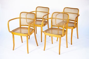 Set Of 4 Mid-Century Modern Joseph Hoffmann For Stendig Prague Bentwood Chairs