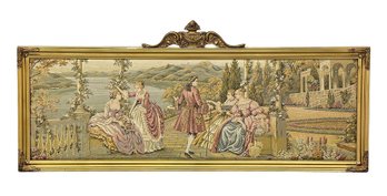 Large Gilt Framed Italian Tapestry - Ladies At Lake Como