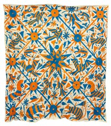 Vintage Otomi Hand-Embroidered Tapestry - Mexican Folk Art - 64' X 72' (5ft 4in X 6ft)