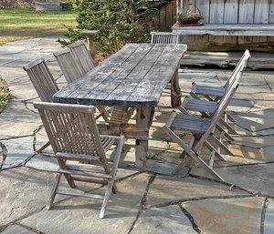 Set Of 11 Teak Outdoor Folding Chairs