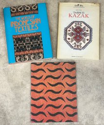 3 - 1980's Textile/Rug Books And Catalog - Romeo Gigli Tibetan Tiger Rugs, Tappeti Kazak, Indonesia Textiles