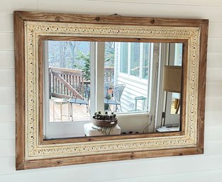 Large Wood And Tin Mirror