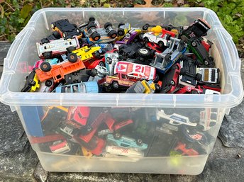 Large Tote Of 1970's-1990's Diecast Cars - Hot Wheels, Matchbox, Majorette, Etc