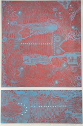 Large 1976 Shigeru Narikawa Aquatint Etching 'Somewhere I Have Never Travelled II' - Signed