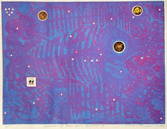 Large 1976 Shigeru Narikawa Aquatint Etching 'Somewhere I Have Never Travelled III' - Signed