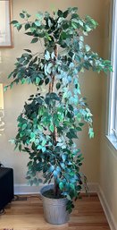 Large 78' Faux Tree In A Galvanized Pot