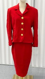 Gianni Versace Red Women's Wool Suit - Jacket & Skirt - Size 46L