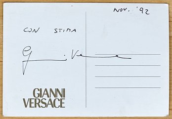 Rare 1992 Signed Gianni Versace Postcard