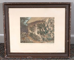 Wallace Nutting Hand Colored Photo 'Holly Hack Cottage'