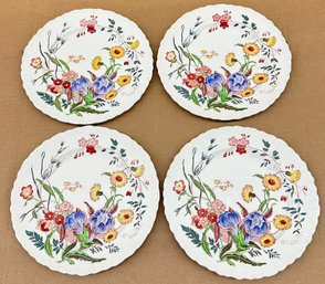 Set Of 4 Wedgwood Ranunculus Floral Porcelain Luncheon Plates - 9.25' Diameter