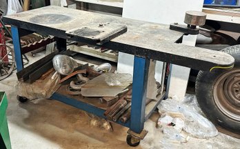 Solid Steel Machinery / Sheet Metal / Welding Work Table - Wheeled - 72'w X 24'd X 34H